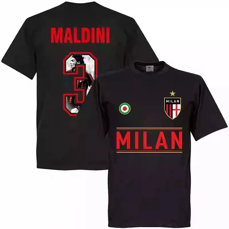 2025 AC Milan Retro Jersey Edición Conmemorativa Maldini Nesta Fútbol Camiseta de Manga Corta Pareja Edición Infantil