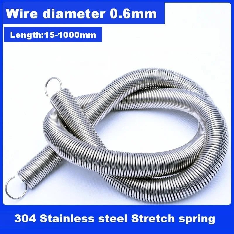 Length120-1000mm,Wire Dia0.6mm 304 Stainless Steel tension Springs,Hook Extension Spring extended version