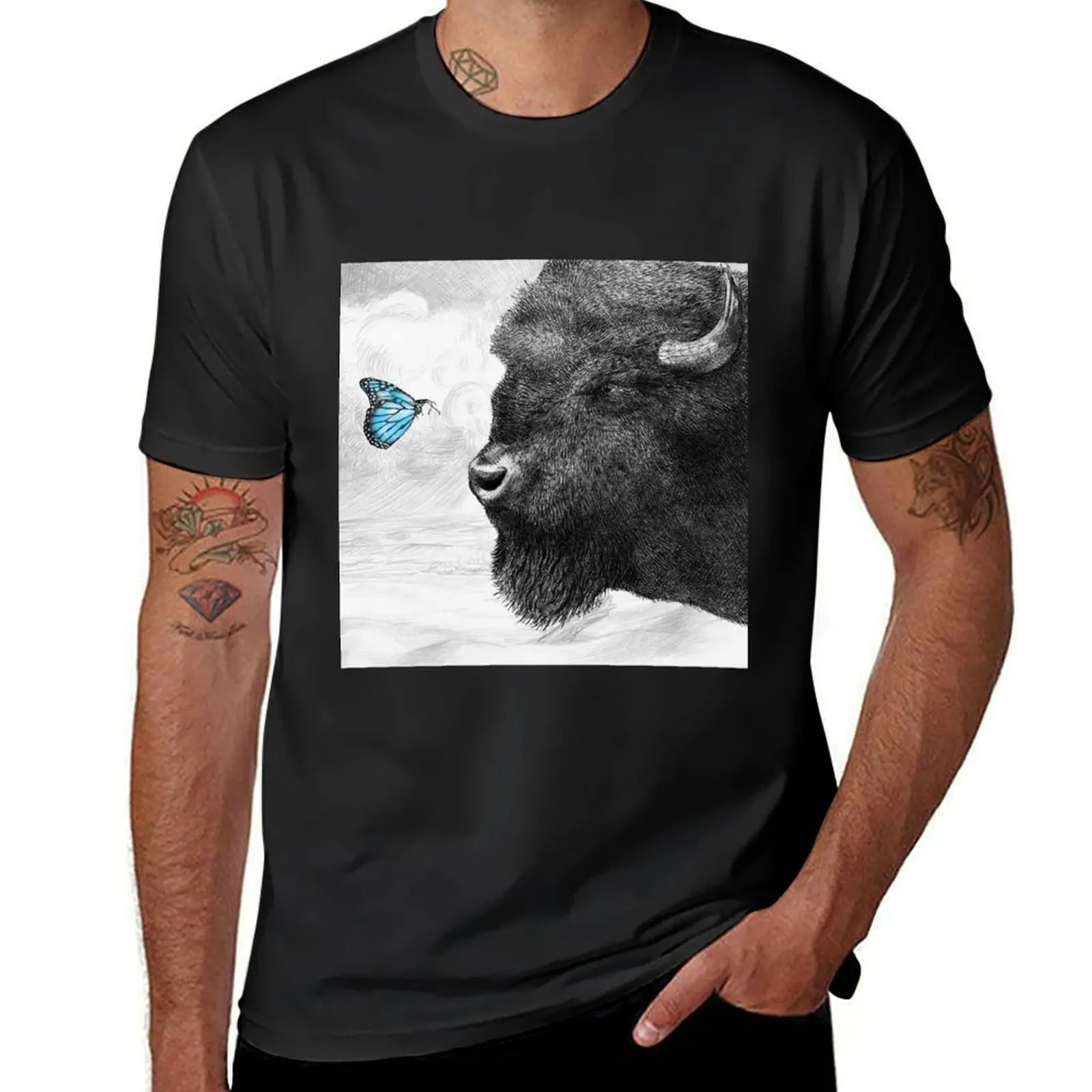 

Bison and Butterfly T-Shirt custom t shirt shirts graphic tee funny costumes new gifts and t-shirts fitted t shirts for men
