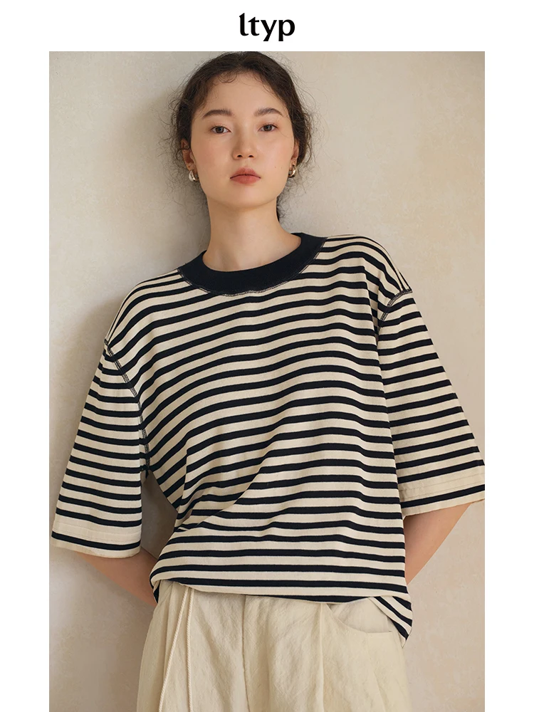 

Классическая полосатая футболка из шелка, льна и хлопка, повседневная, с длинным рукавом, в стиле пэчворк, женская, для весенних путешествий, оригинальный продукт, свободный крой