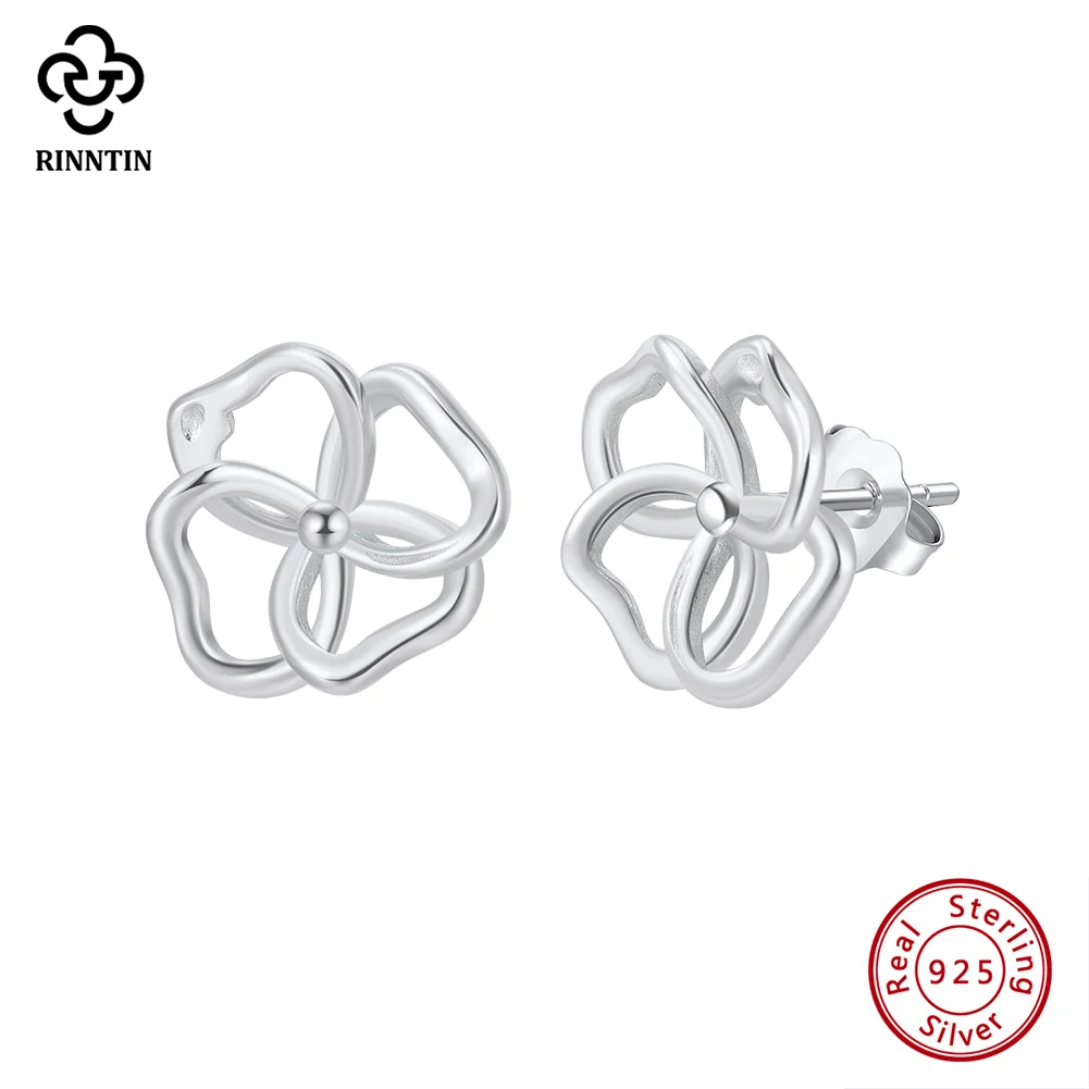 

Rinntin 1 Pair 925 Sterling Silver Flower Stud Earrings Summer Fashion Fine Jewelry for Women Inviting Party Accessories GAE13