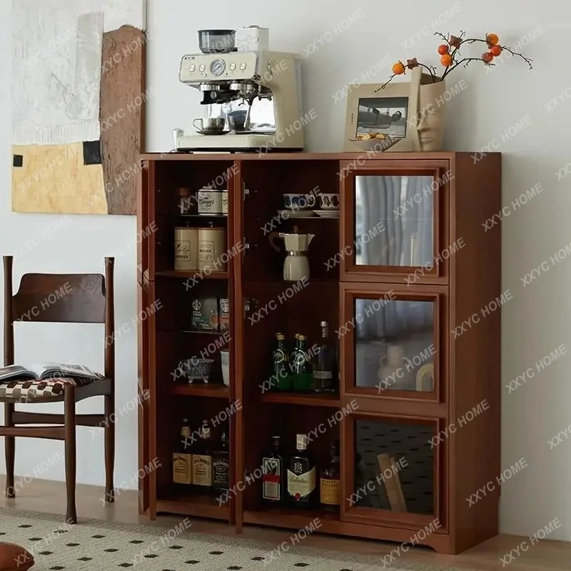 Solid wood retro figure display cabinet, glass door jewelry display, household, combination