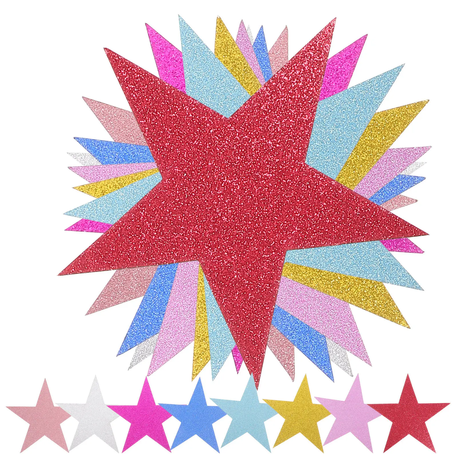 80Pcs Paper Cutouts Glitter Star Shapes Decorative Star Wall Decoration For Classroom Wall Decor Party Decor