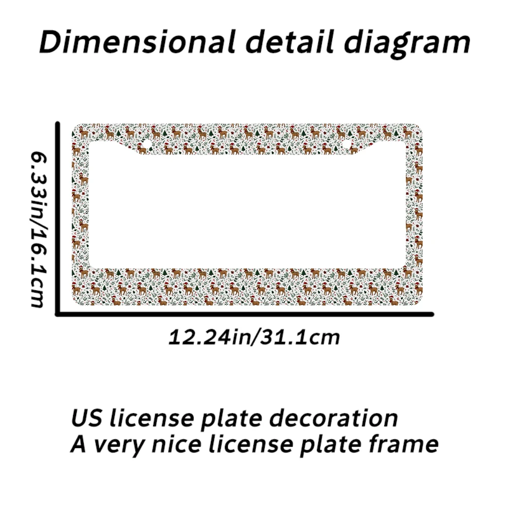 1 قطعة إطار لوحة ترخيص بنمط غزال عيد الميلاد ثنائي الفتحة، مادة ألومنيوم متعددة الألوان، 6 × 12 بوصة مع مجموعة براغي، مبتكرة قديمة