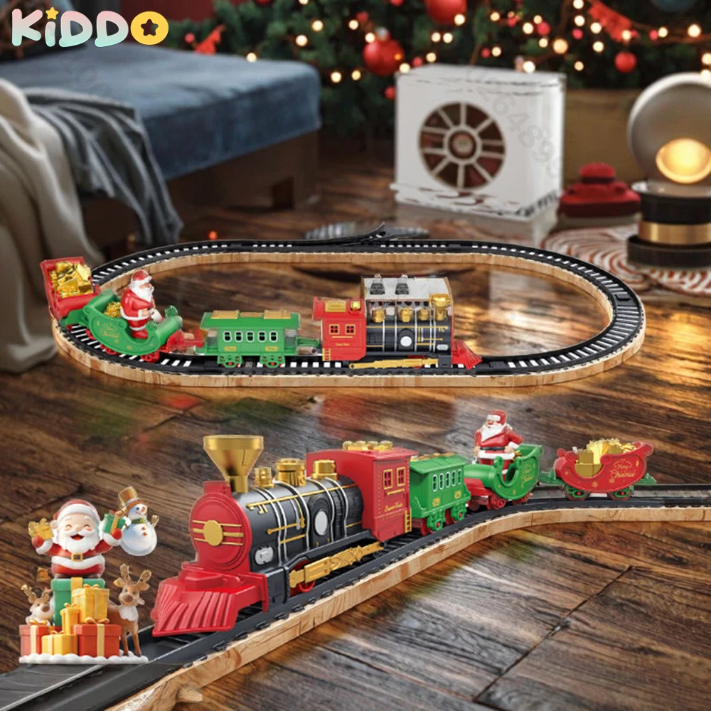 

Christmas Electric Train Toys Railway Cars Racing Tracks with Music Santa Claus Christmas Tree Decoration Train Model Toys Gifts