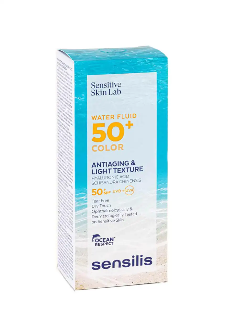 Sensilis photoprotector water fluid with color spf50 + 40 ml-anti-aging sunscreen with color. Light texture, Dry Touch