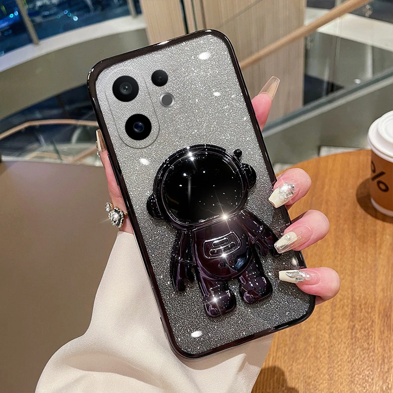 طلاء متدرج لامع لهاتف VIVO X200 FE 5G مع حافظة حامل لهاتف VIVO X200 Pro غطاء حماية صغير من البولي يوريثان الحراري الناعم