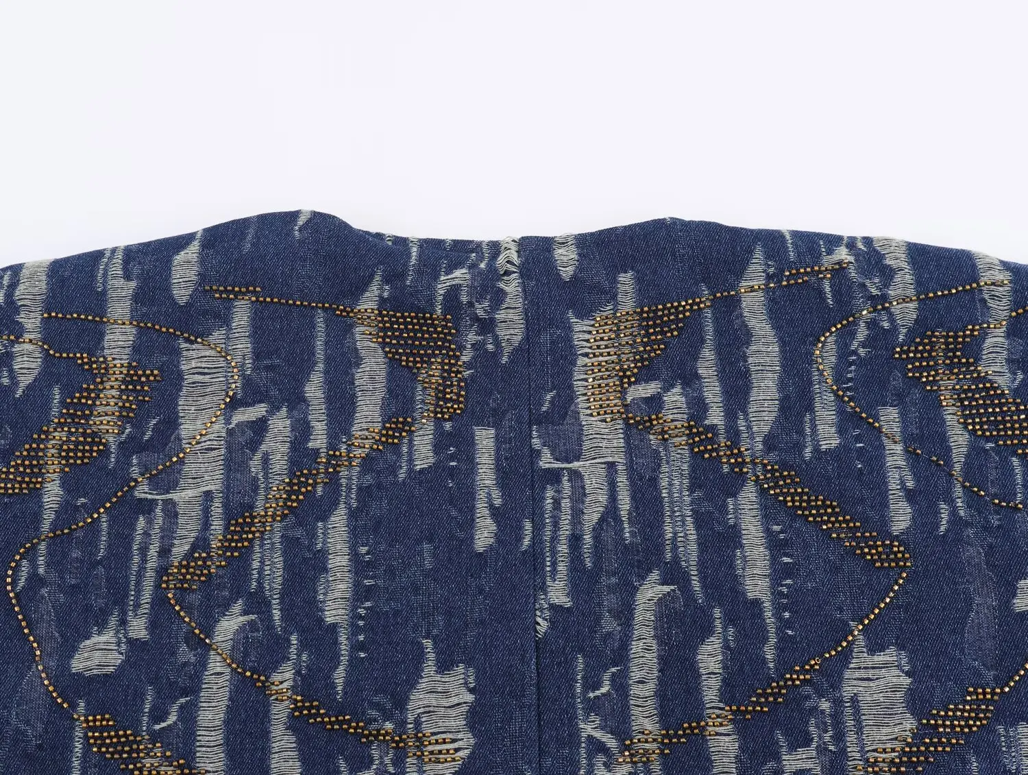 2025 new women's European and American style fashionable versatile beaded denim effect cardigan cotton coat