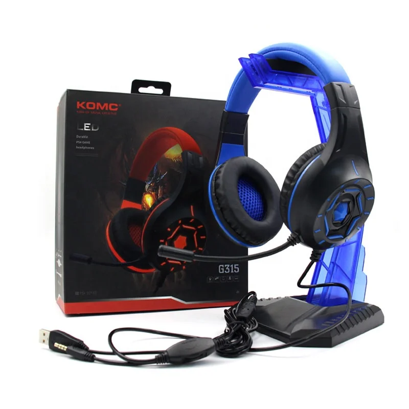 Games Headset 3.5mm Wired Gamer Headphone with 360 Rotary Microphone LED Light Gaming Headset For Ps4/PC