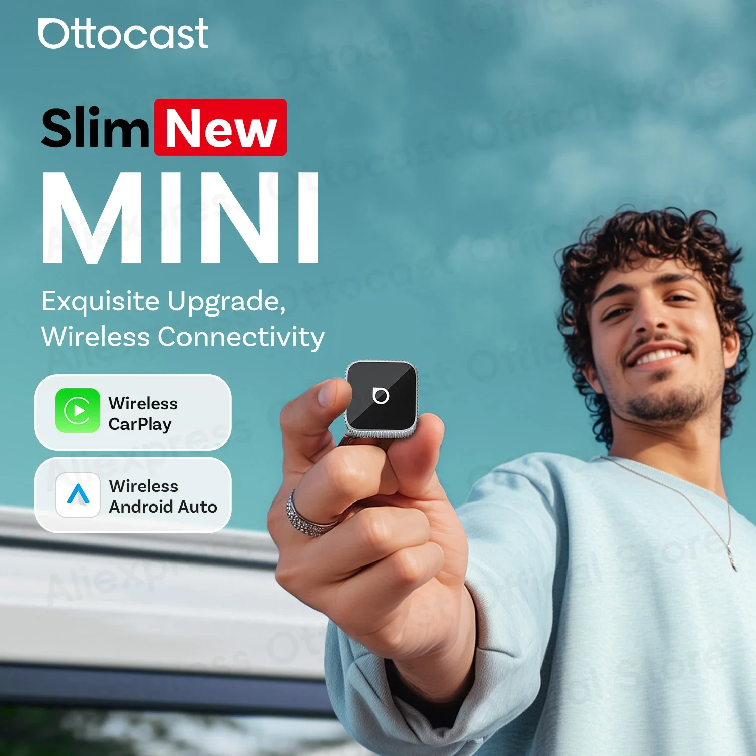 محول OTTOCAST Cube MINI Slim 2 في 1 CarPlay اللاسلكي Android Auto Dongle USB ملحقات السيارة لهاتف iPhone 8 to17 Samsung Galaxy