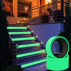 Cinta de seguridad que brilla en la oscuridad, pegatina fluorescente para uñas, cinta brillante continua impermeable, marcador de salida de seguridad, cinta antideslizante, 1 ud.