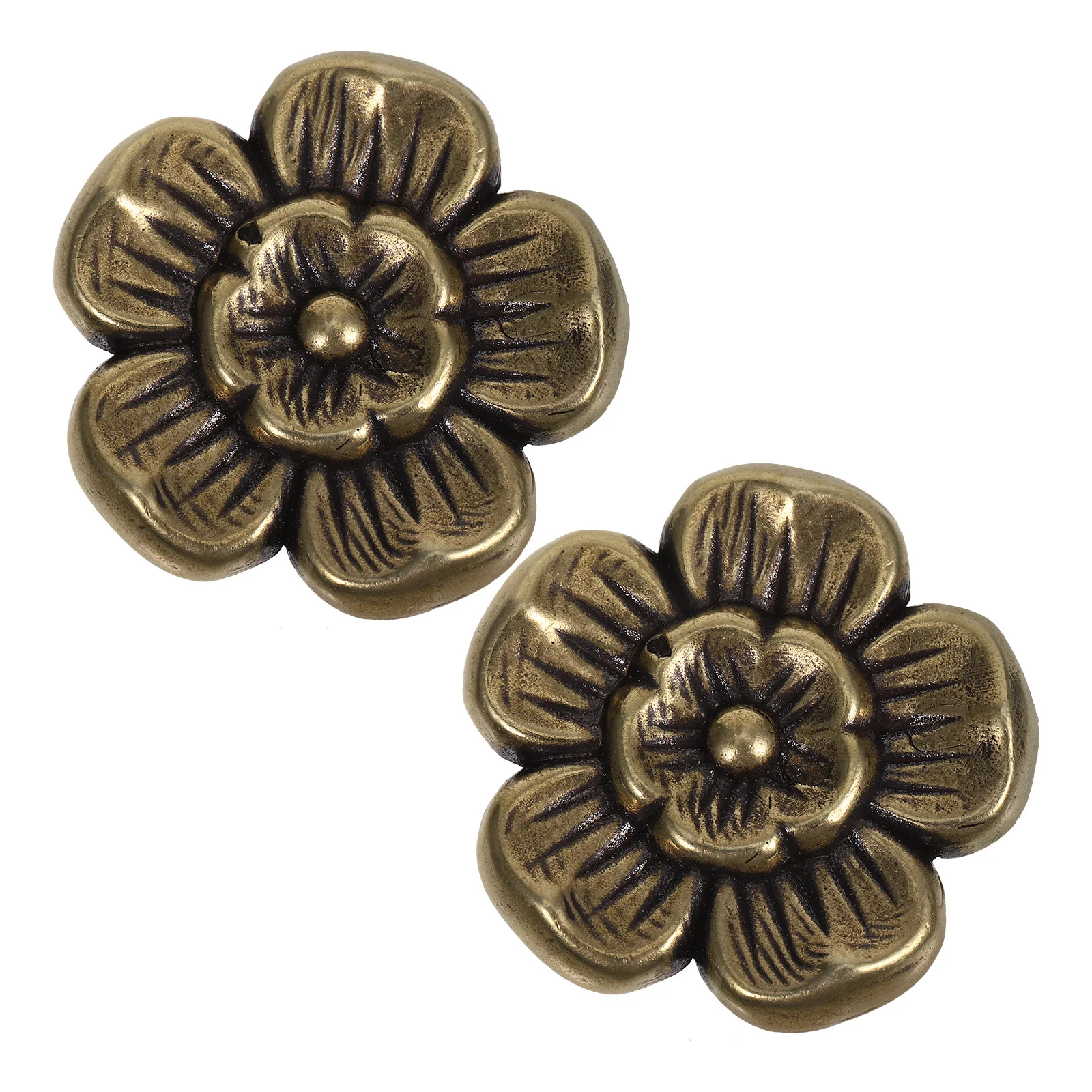 

2pcs Gold Cabinet Knobs Brass Flower Pattern Drawer Handles For Kitchen Cupboard Wardrobe Dresser Retro Style Single Hole Pulls