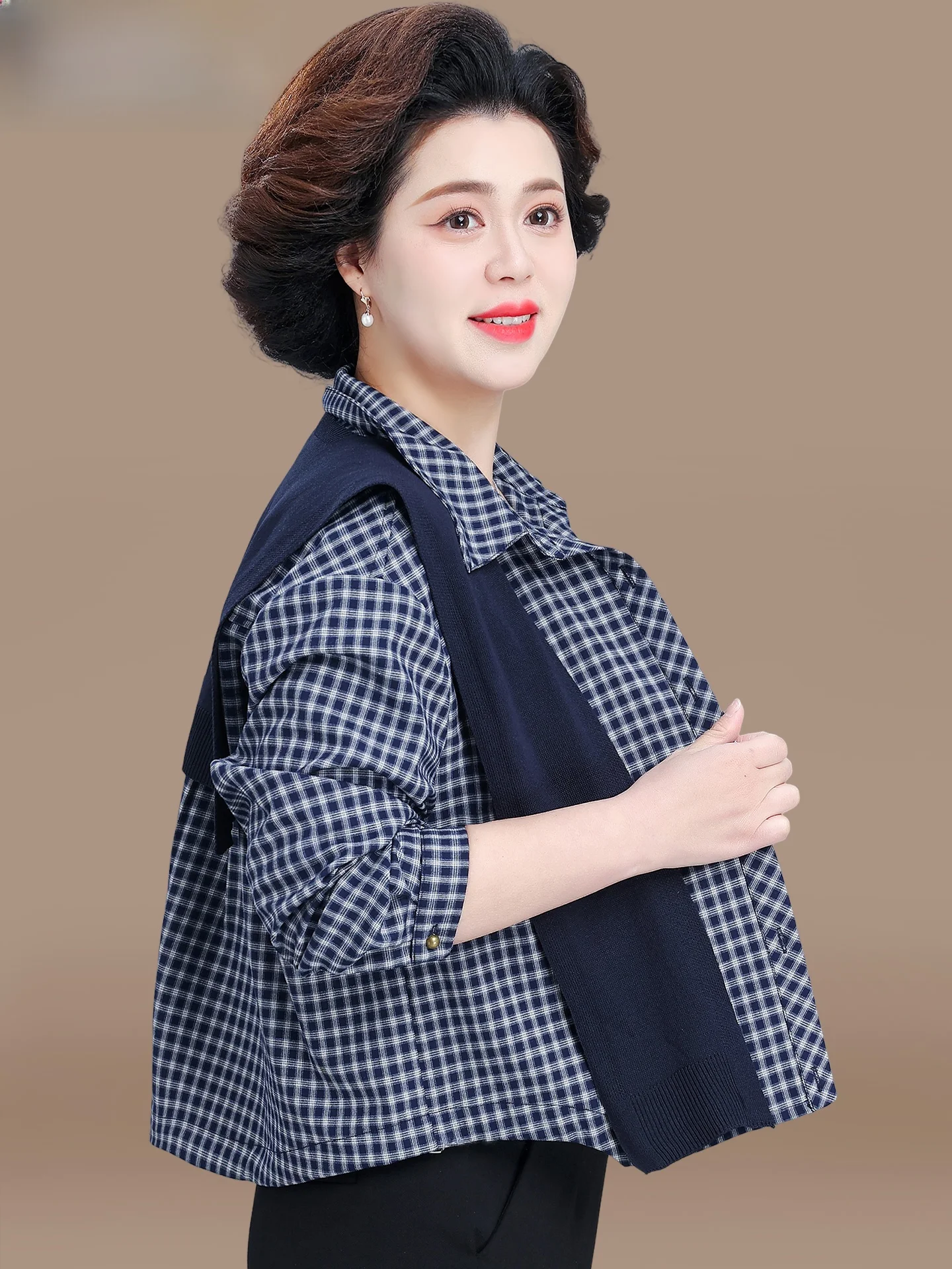 

Ele Spring Outfit Jaet Thin Women's Middle-Aged And ly Lady High-End Feel irt Long Sve Button up Korean Sle