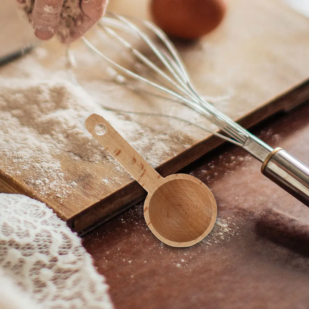

2Pcs BeechWood DurableSafe Practical Kitchen Measuring Tool KitchenTool CoffeeScoop Wooden Spoon MeasuringSpoon Set