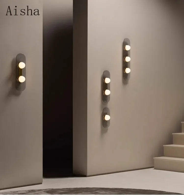 Lámpara de pared de vidrio posmoderna nórdica, luz de fondo de escalera de diseñador para el hogar, dormitorio, mesita de noche, accesorio de luz