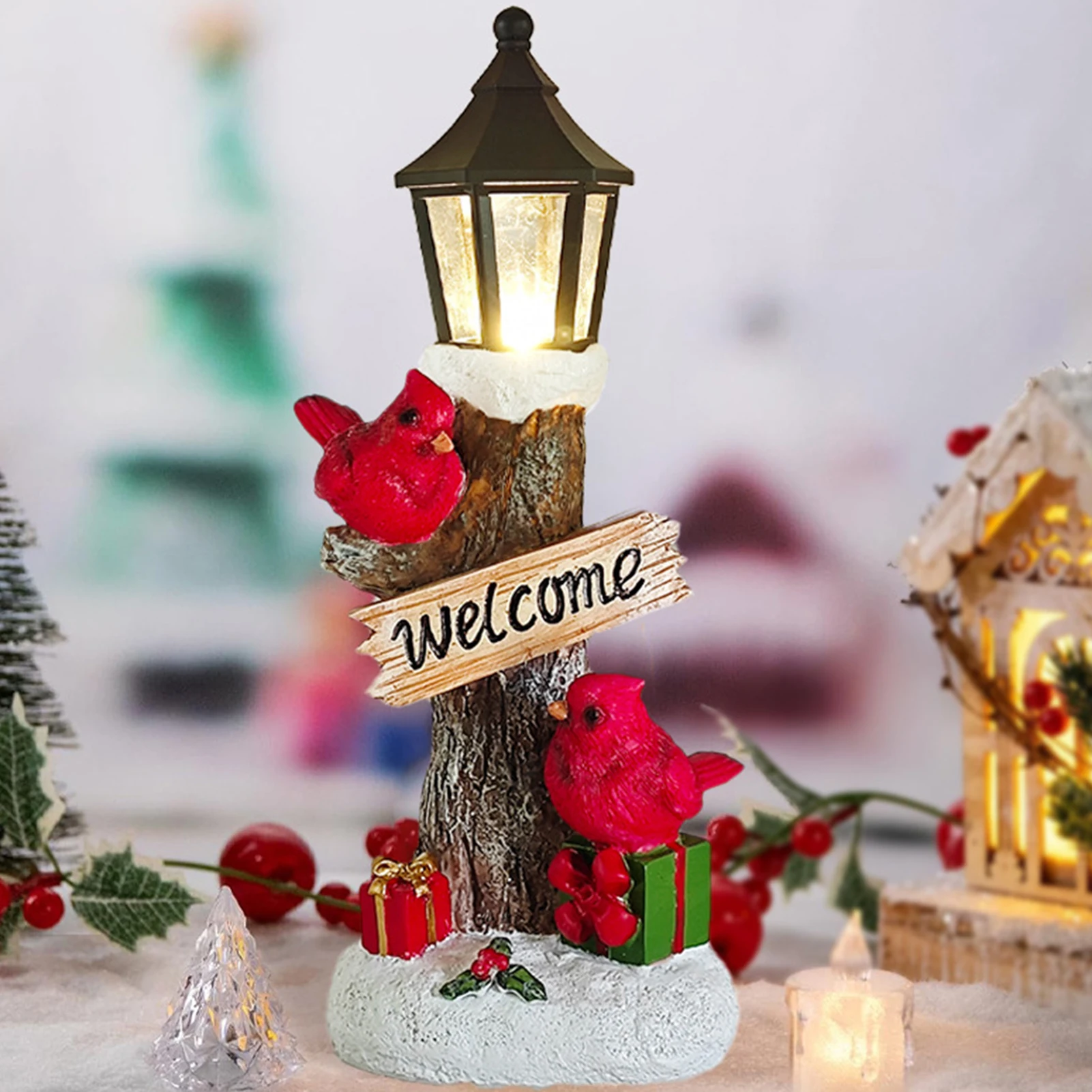 

Christmas LED Ornament Creative Santa Claus Tree Snowman Element Luminous Resin Sculpture 2026 Navidad New Year Party Gifts