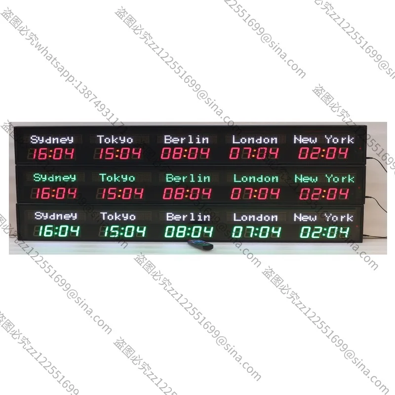 Applicable To 1.8LED Mirror World Clock, Hotel Front Desk Multi-city Time Zone Wall Clock