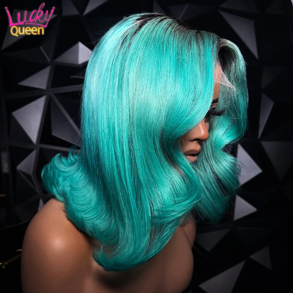 

Ombre Blue Colored 13x4 13x6 Lace Front Human Hair Wigs For Women Brazilian Hair Wig Body Wave 613 Hair For Women Pre Plucked