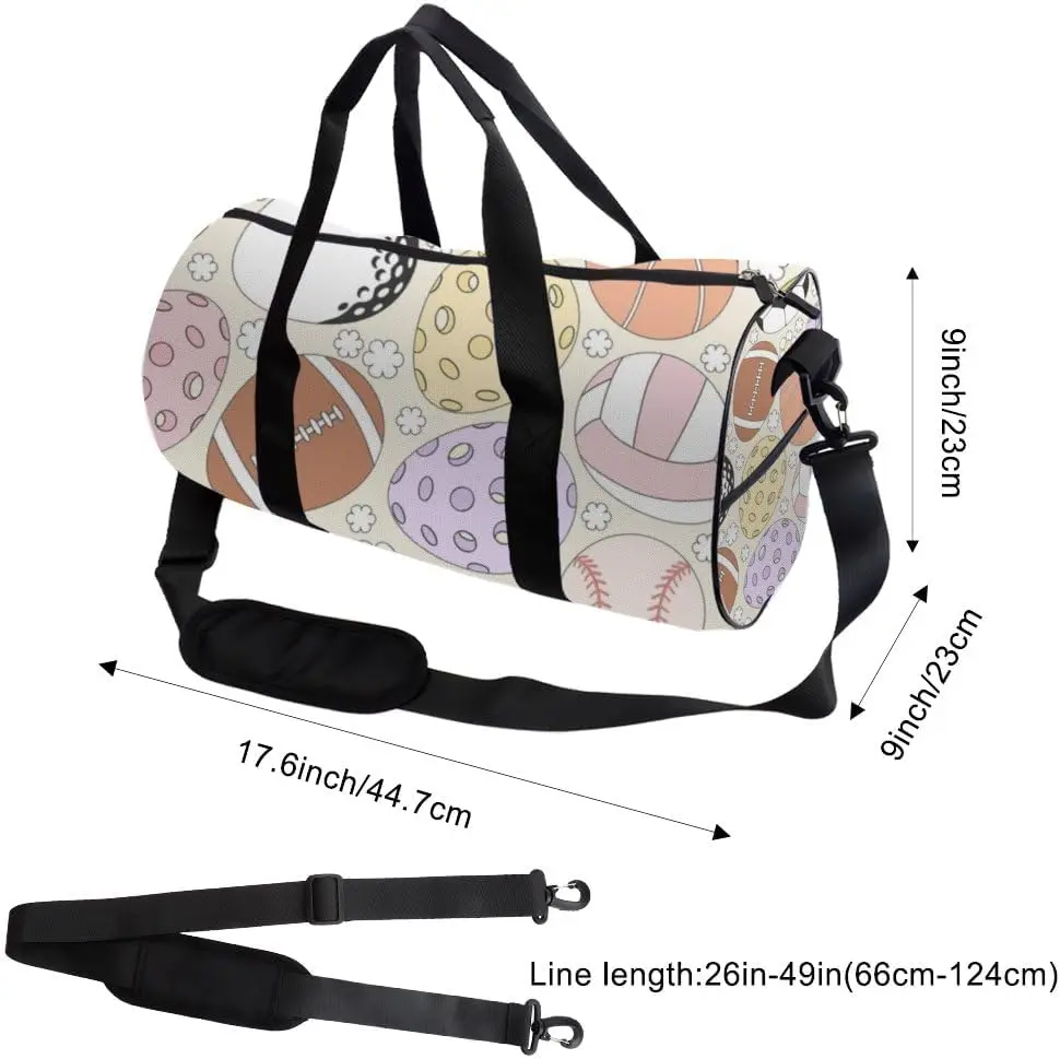Colorful Sports Motif Stain- Resistant Womens Gym Bag Oxford Tote Bags Adjustable Shoulder Strap, Convertible Carry Backpack