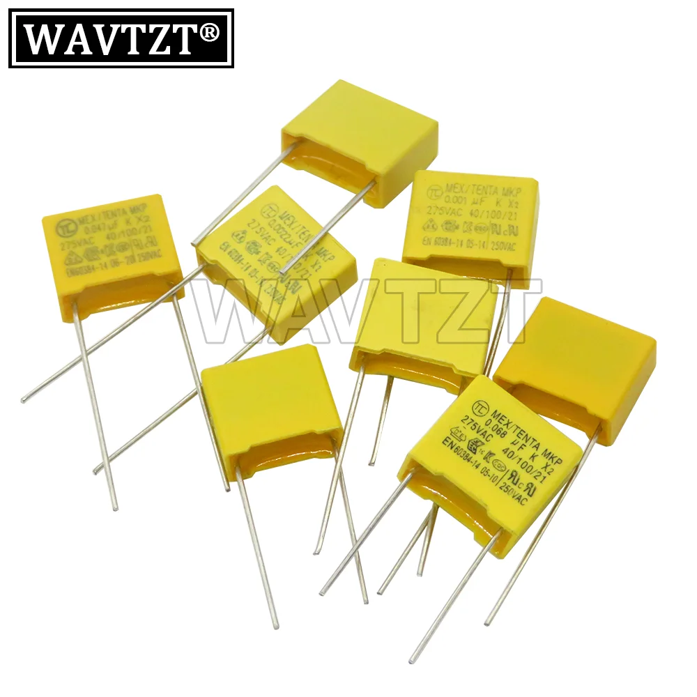 5-20PCS 275VAC X2 ตัวเก็บประจุความปลอดภัย 10 มม.~ 27.5 มม.0.022UF 0.047UF 0.1UF 0.15UF 0.22UF 0.33UF 0.47UF 0.68UF 1UF ฟิล์มโพลีโพรพิลีน