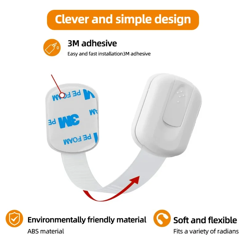 Cerradura de gabinete de seguridad para niños, longitud ajustable, protección de seguridad anticolisión para bebés, cerradura de puerta de cajón, hebilla de seguridad de plástico