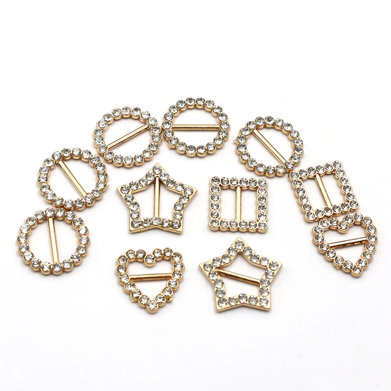 LKERAN 10 Pieces/Bag Gold Alloy Variety Rhinestone Buckle Wedding Invitation Card Decoration DIY Hair Accessories Free Of Shipp