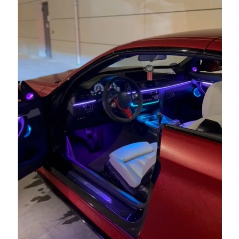 256 Color Symphony Two Door Coupe LED Atmosphere Lamp, Dynamic Interior Ambient Strip Fit 2016-2019 F33 F36 Sports Car Air Vent