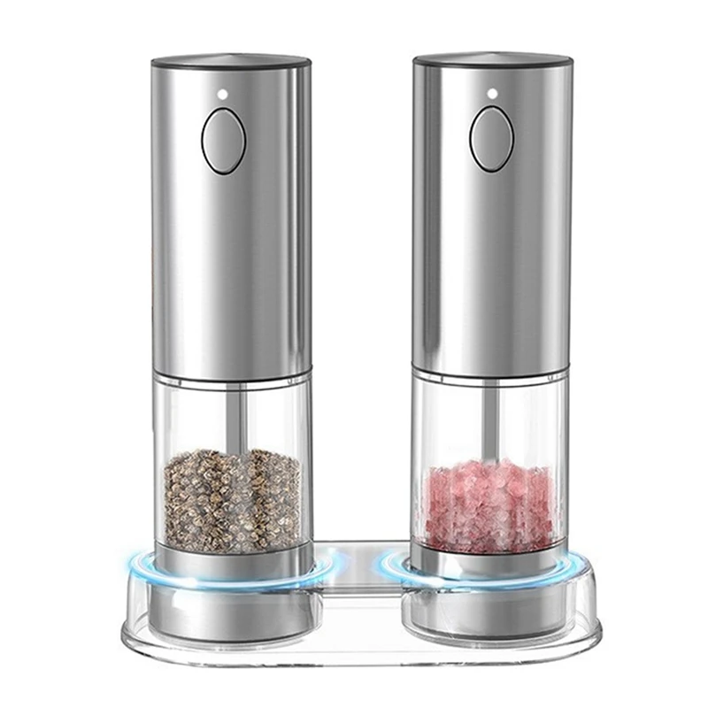 Electric Salt And Pepper Grinder Set Rechargeable LED Automatic Salt & Pepper Mill Grinder With 6 Adjustable Coarseness