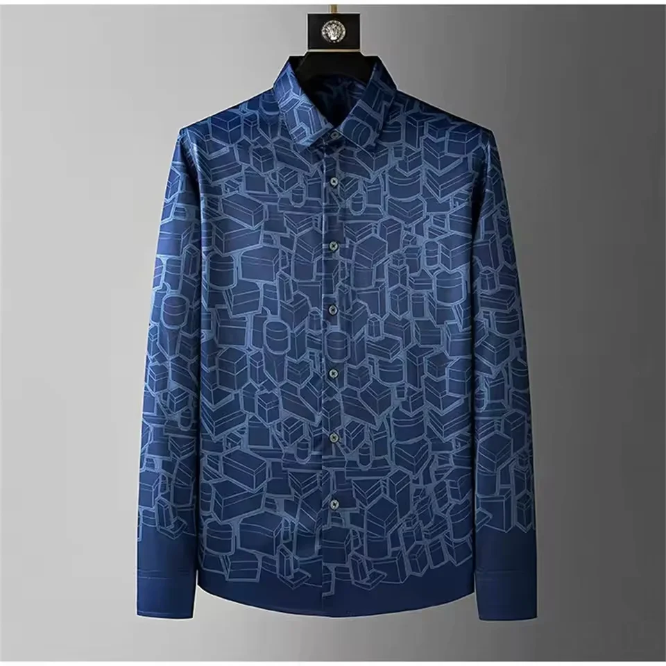 

Luxurious printed shirt - Men's long-sleeved casual shirt - High-quality fashionable Korean-style premium deluxe men's clothing