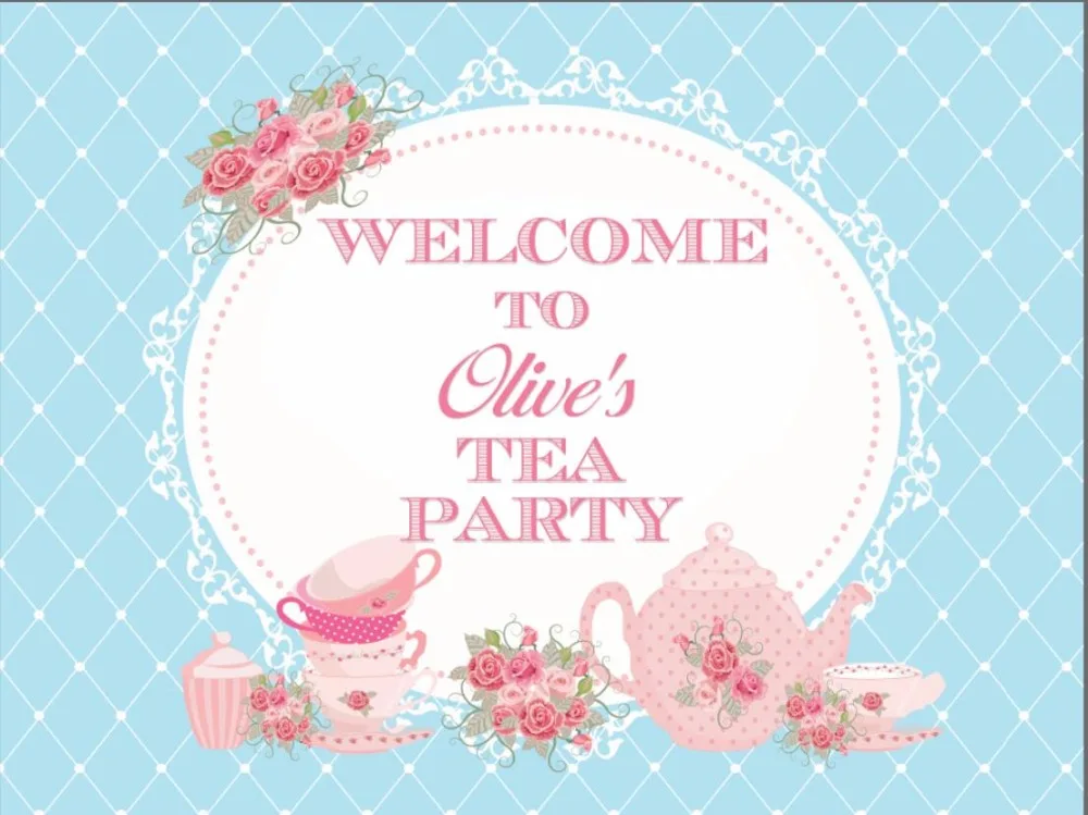 

Custom Flower Tea Party Shabby Chic Alice In Wonderland photography backgrounds christmas backdrop