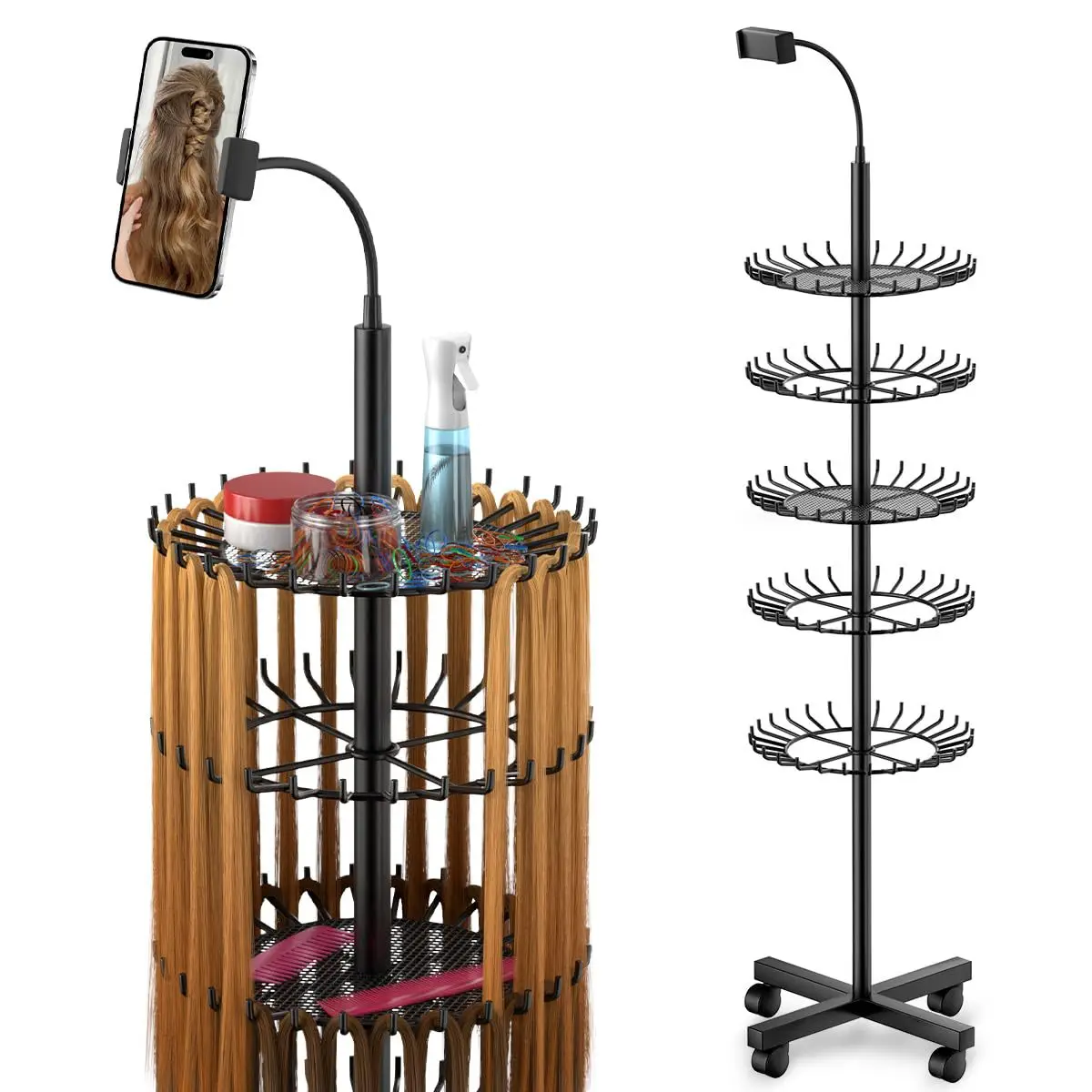 

Amazon Wig Stand New Standing Hair Stand with Cell Phone Holder for Displaying and Separating Hair