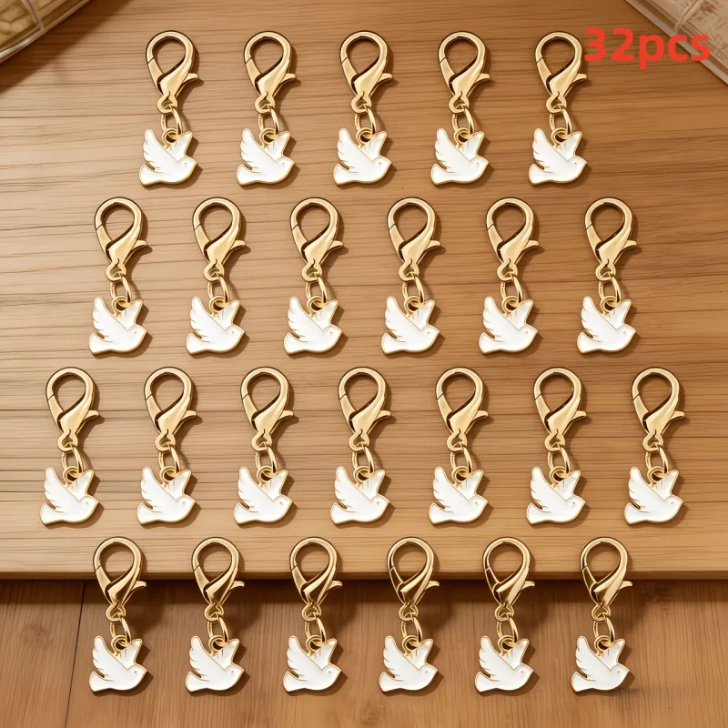 32pcs Mini Dove Keychain Set – Zinc Alloy, Thanksgiving Christmas Gift for Friends Girlfriend Brother Colleagues