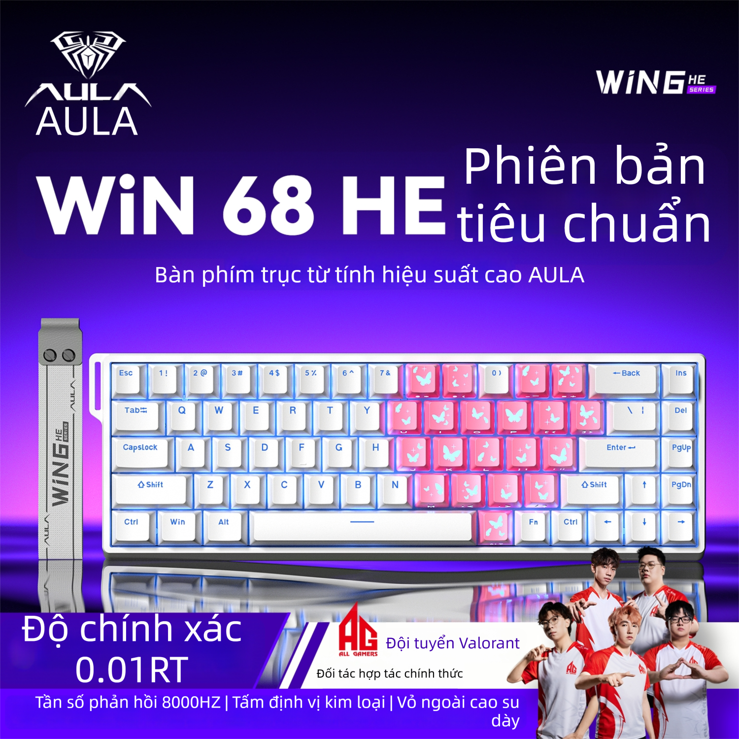 AULA Win 68 HE Bàn Phím Cơ Chơi Game 87 Phím Không Dây Cơ Khí Thay Công Tắc Nóng RGB Ánh Sáng