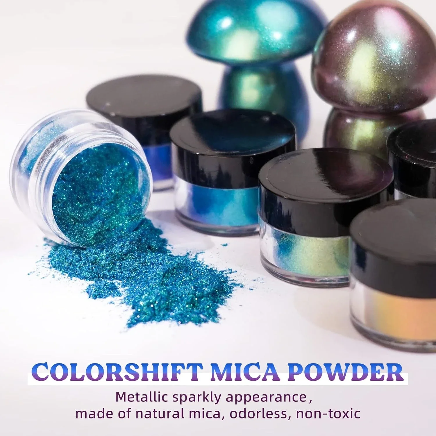 18-Color Chameleon Mica Powder: A color-changing powder ideal for DIY resin crafts, as well as a chrome pigment for painting, so