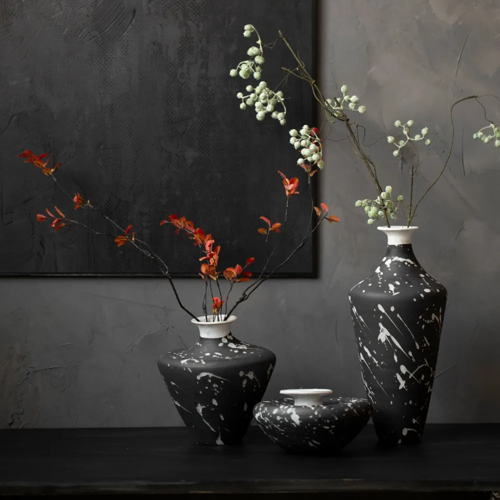 New Chinese Ceramic Vase Wabi-sabi Wind Zen Coarse Pottery Flower Arrangement Decorative Ornament  Home Decoration  Home Decor