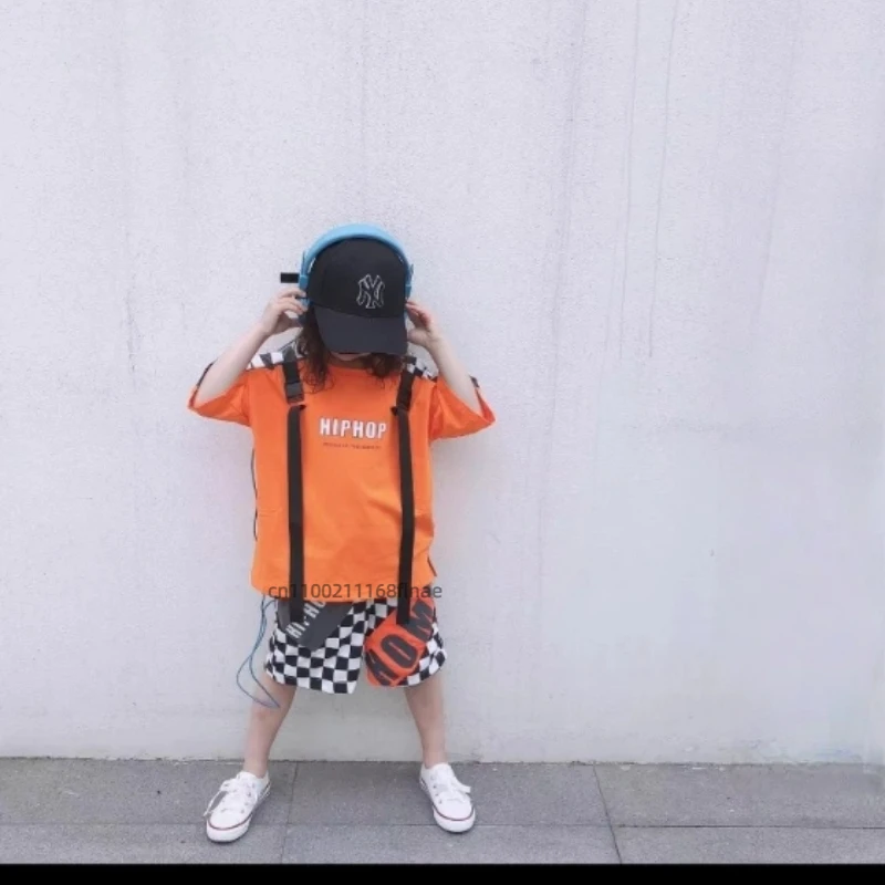 Street Dance-Set für Kinder, kurzärmeliges Hip-Hop-Tanzkostüm für Jungen und Mädchen, Jazz-Tanzkostüme für Kinder