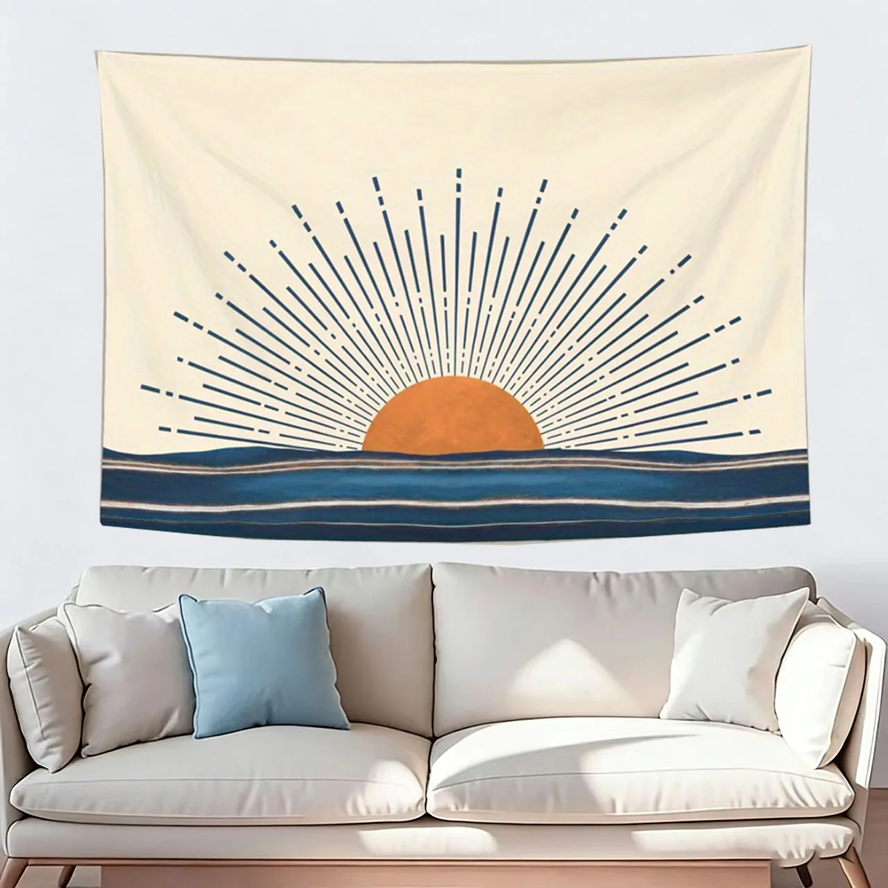 Boho Sun Sunset Sunrise Abstract Tapestry, 70s Vintage Minimalist Mini Canvas Wall Art, Home Decor for Living Room Bedroom Dorm