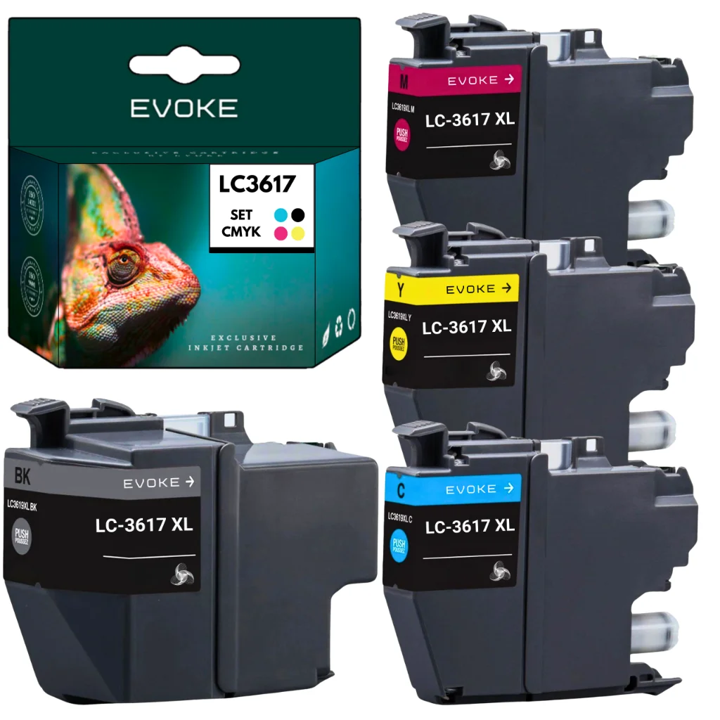Evoke Compatibele Inkt voor Brother Lc-3617 Lc3617 Lc-3619Xl Lc3619Xl 4X Cmyk: Zwart, Cyaan, Magenta, Geel 54 ml 7900 Pagina's Mfc-J2330Dw J2730Dw J3530Dw J3930Dw
