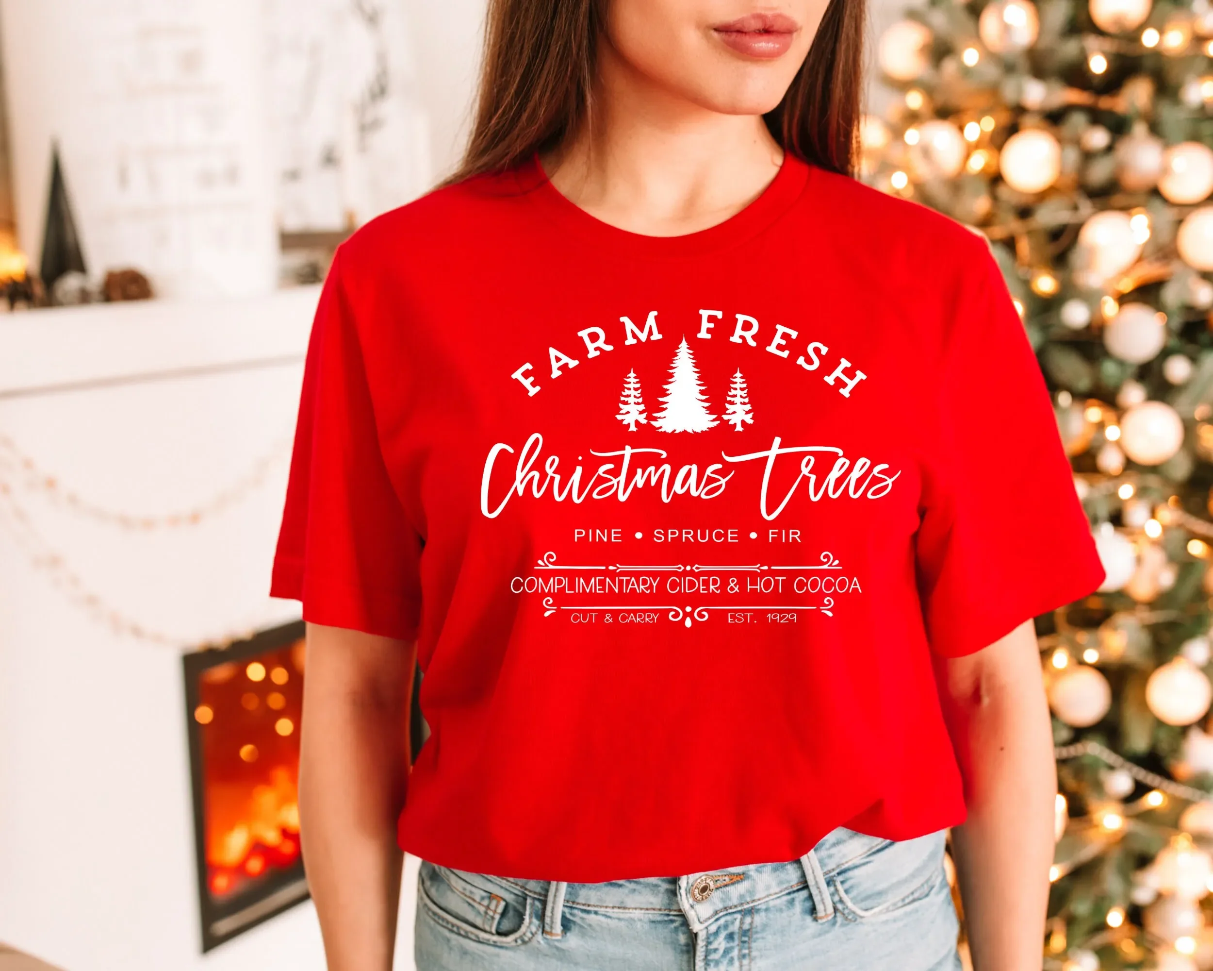 Farm Fresh Christmas Trees T Shirt Pine Spruce Fir Ideas Holiday Adult Winter Santa