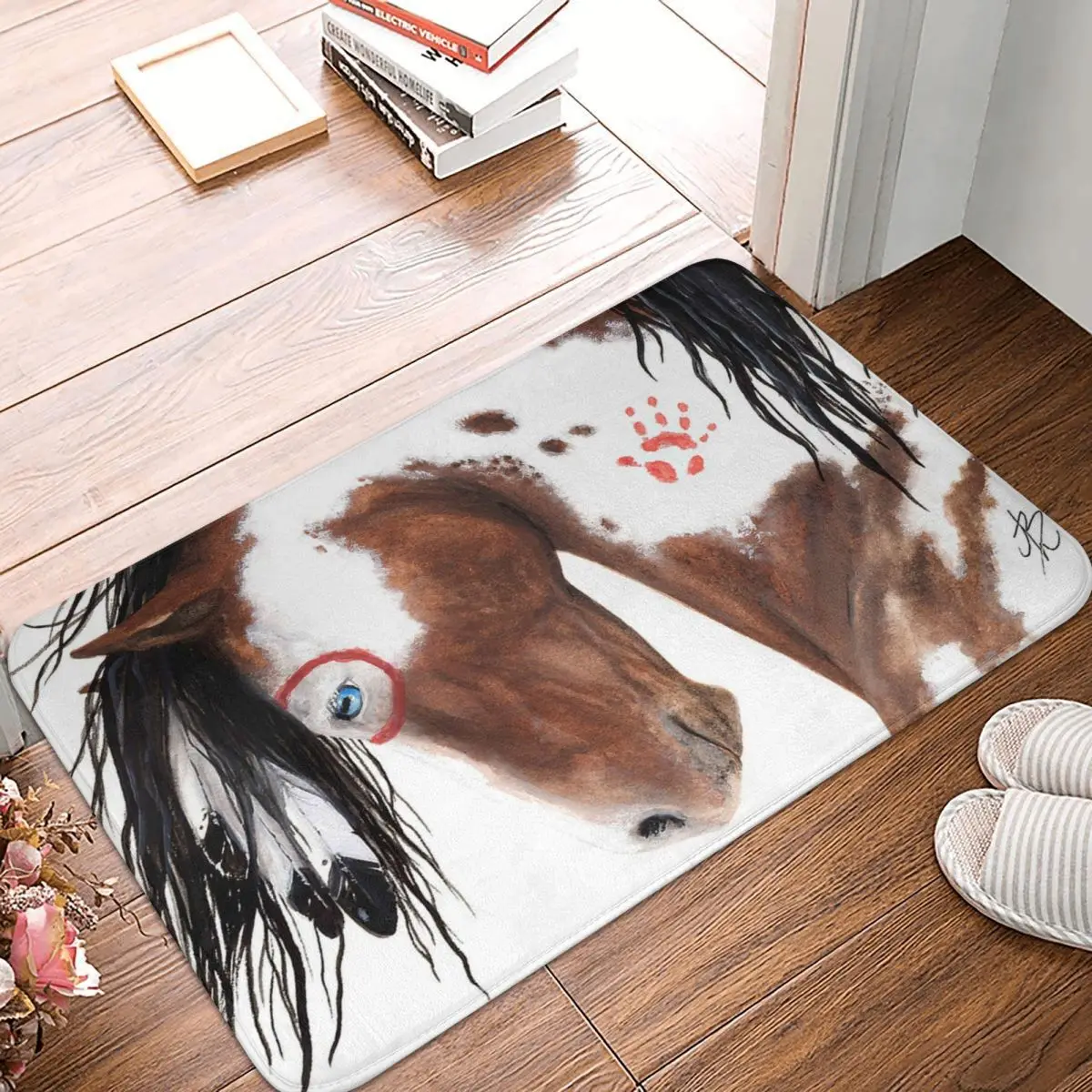 Majestic Pinto Horse Doormat Rug carpet Mat Footpad Bath mat Non-slip toilet Balcony Parlor durable Washable