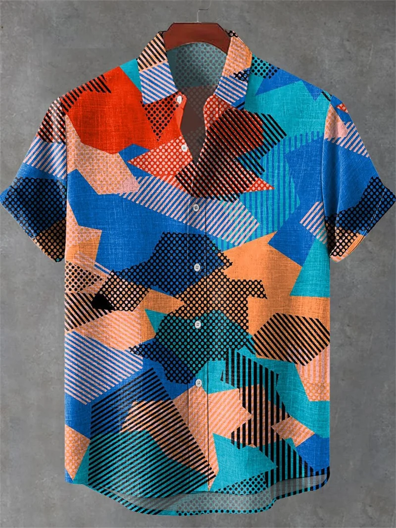 

Новая мужская рубашка с коротким рукавом, винтажная льняная рубашка в этническом стиле, модная повседневная уличная модная мужская рубашка с изображением животных