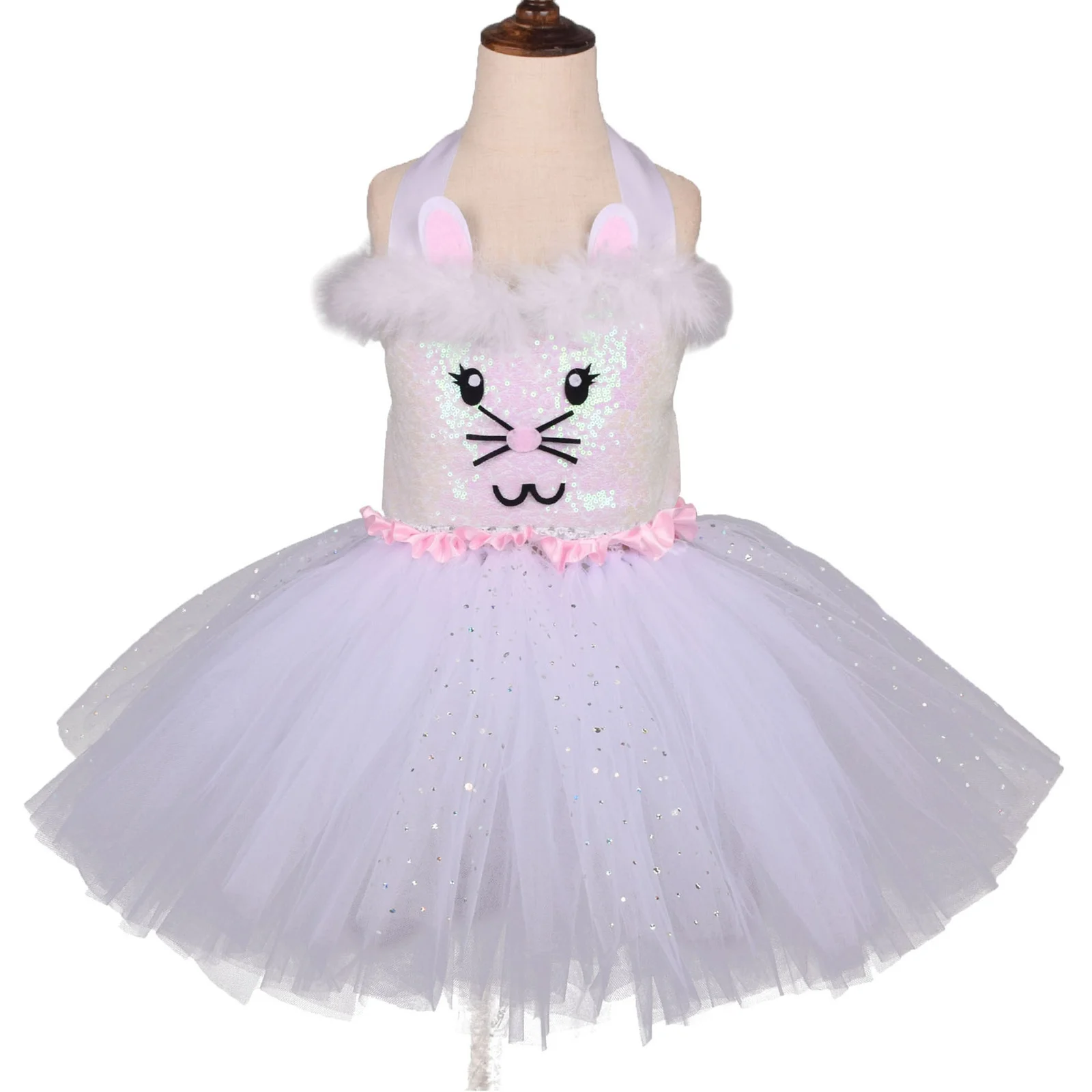 Vestido infantil princesa lantejoulas, Coelho Fantasia de Cosplay, Vestido Tutu, Aniversário, Bebé, Crianças, Halloween, Páscoa, Verão