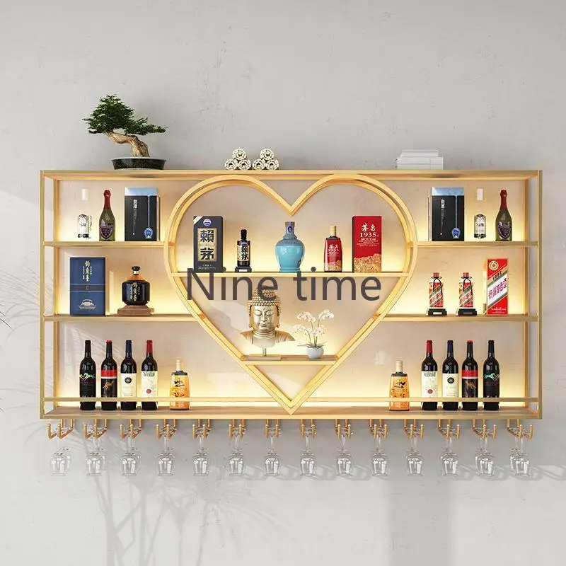 Nordic Cabinet Display Portable Bar Metal Storage Whiskey Showcase Hanging Iron Antique Drinks Wine Refrigerator Wall Furniture