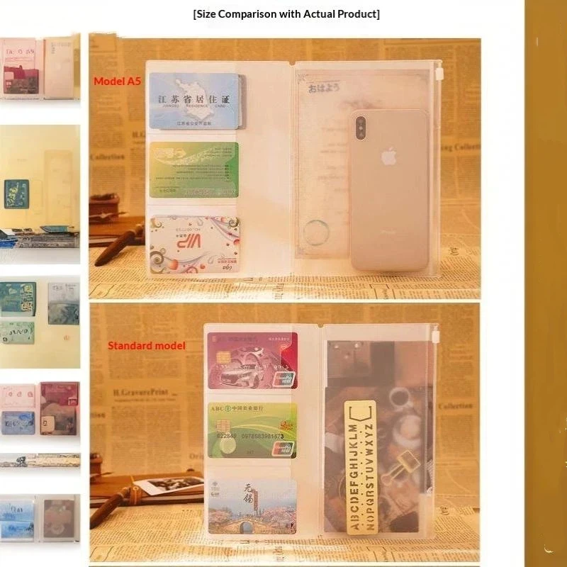 PVC-Reißverschlusstasche für Midori Travelers Notebook Journal Planner Zubehör Kartenhalter Aufbewahrung Standard/Tasche/Reisepass – Detail 11