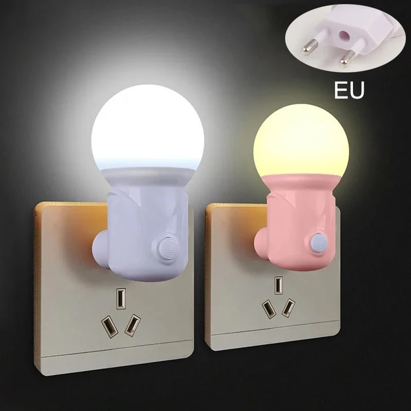 LED Night Lights Plug In Wall EU 2 Color Dimmer Bulb 220V Reading Night Lamp For Bedroom Eye Protection Lamp Baby Sleeping Light