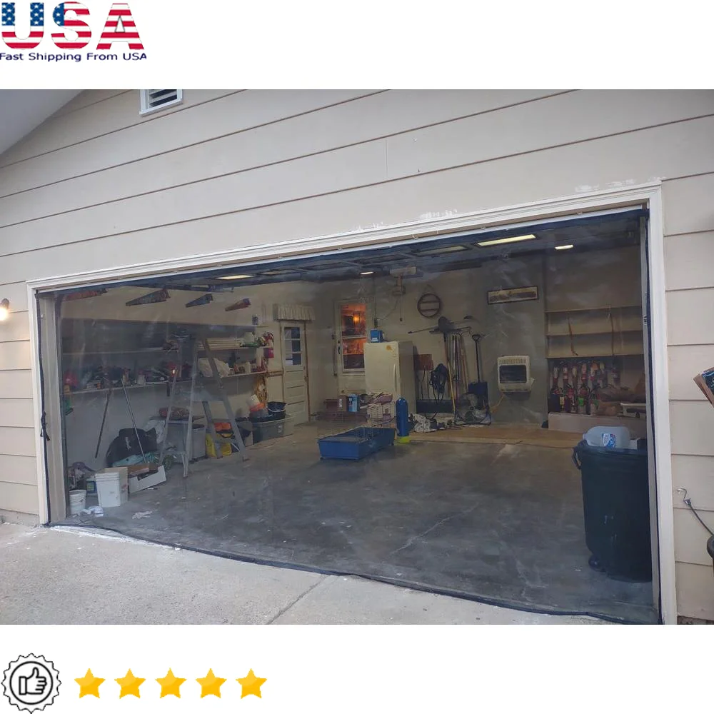 Garage Screen Door 16x7ft Sliding Roller Kit Modern Style Fiberglass 2 Car Garage Track Not Included)