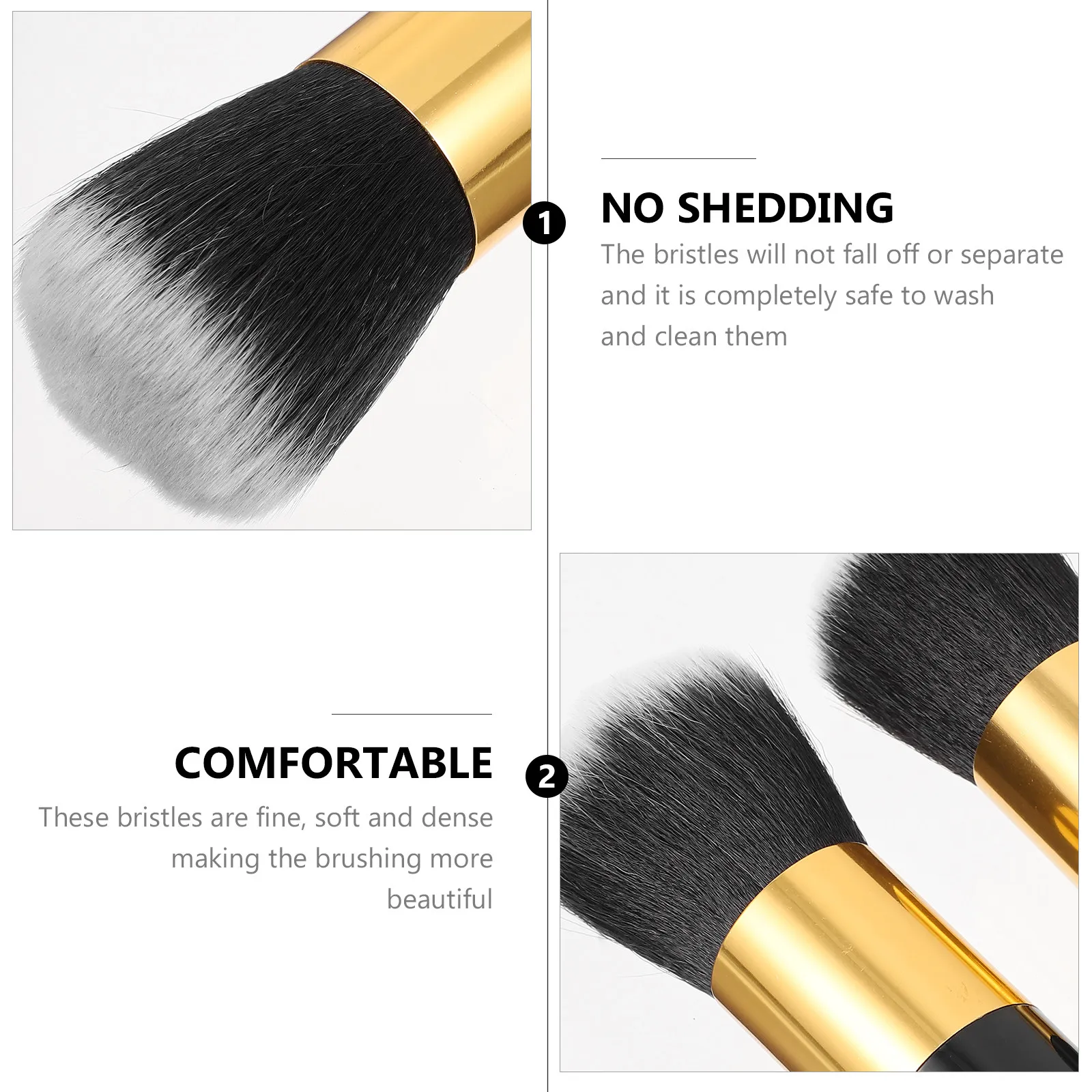 2Pcs Synthetic Hair Makeup Brush Set – Foundation, Blush, Powder, Blending, Buffing & Setting for Smooth Skin