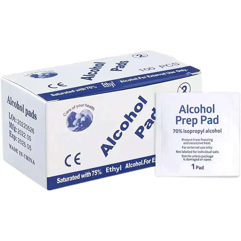 100 Stuks Draagbare Alcohol Prep Pads Desinfectiemiddel Wattenstaafjes Doekjes Cleaner 70% Alcohol Inhoud Geschikt Voor Mobiele Telefoon Schoonmaken