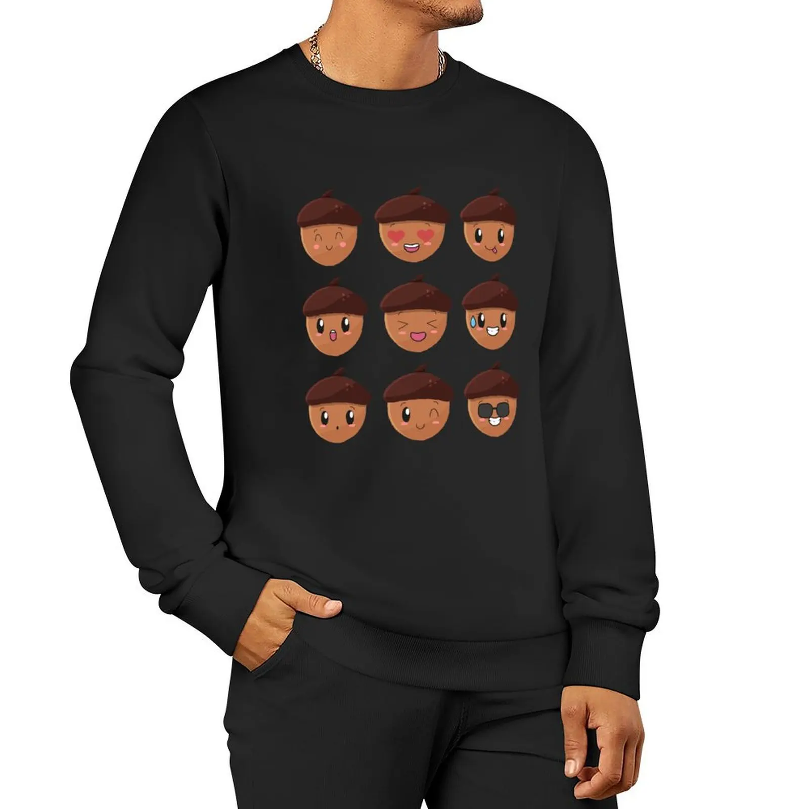 

Cute and funny Acorn face for Acorn lover, Thanksgiving ,fall Pullover Hoodie men clothing korean style clothes sweatshirt male