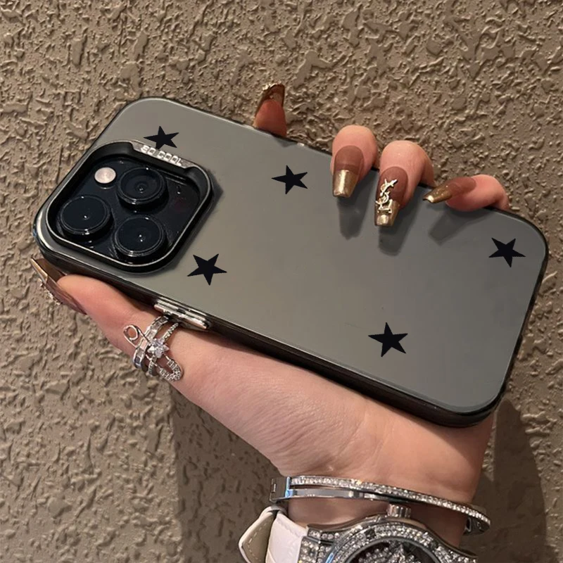 Simple Trendy Star Elements Phone Case For IPhone 16 15 14 13 12 11 Promax XR Xs Max 7 8 PLUS Cool High End Electroplated Cover